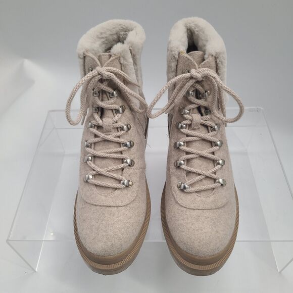 Anne Klein Shoes - Anne Klein I-Flex Carmine Ankle Boots Size 10M Beige Zip & Lace-Up CARM01F9